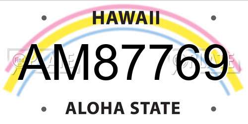 AM87769 Hawaii License Plate