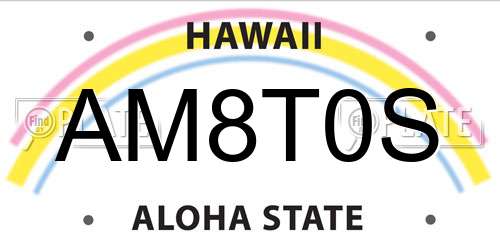 AM8T0S Hawaii License Plate
