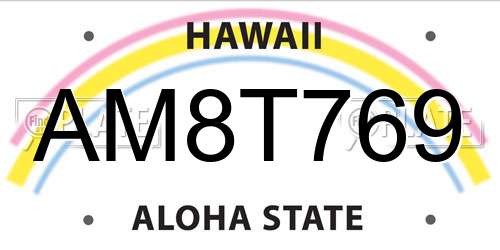 AM8T769 Hawaii License Plate