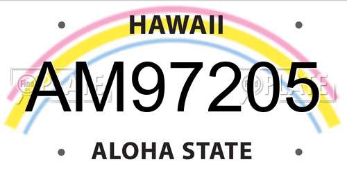 AM97205 Hawaii License Plate