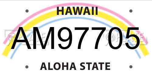 AM97705 Hawaii License Plate