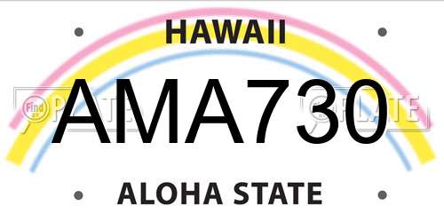 AMA730 Hawaii License Plate