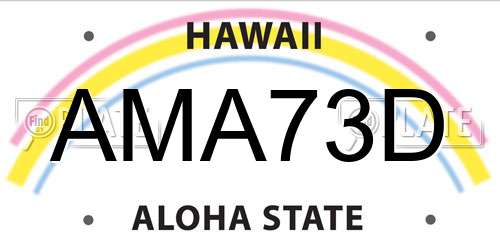 AMA73D Hawaii License Plate