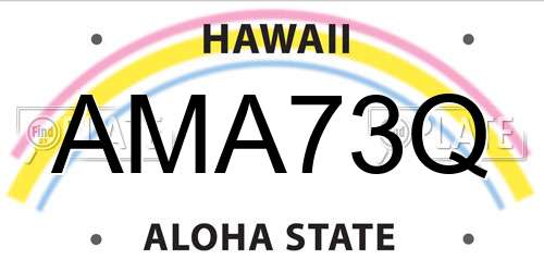 AMA73Q Hawaii License Plate