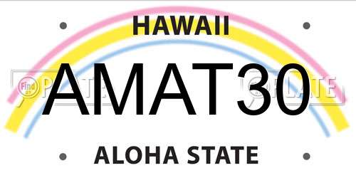 AMAT30 Hawaii License Plate