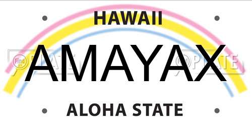 AMAYAX Hawaii License Plate