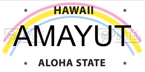 AMAYUT Hawaii License Plate