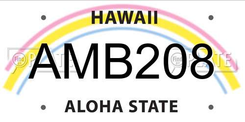 AMB208 Hawaii License Plate