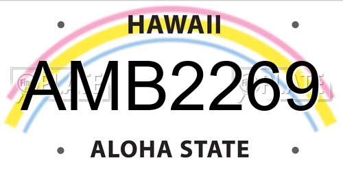 AMB2269 Hawaii License Plate