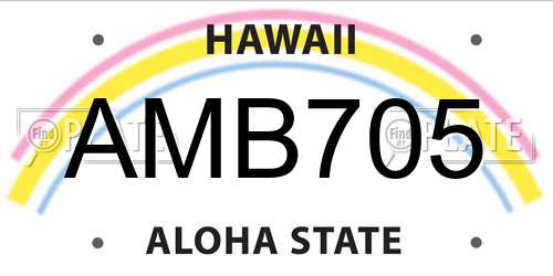 AMB705 Hawaii License Plate