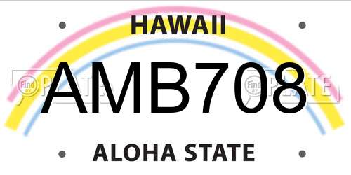 AMB708 Hawaii License Plate