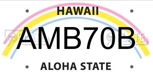 AMB70B Hawaii License Plate