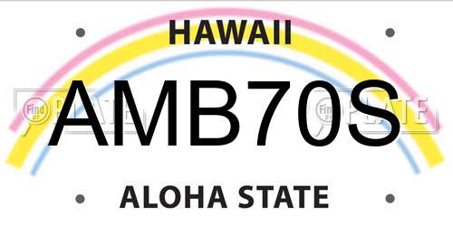 AMB70S Hawaii License Plate