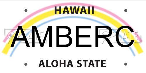 AMBERC Hawaii License Plate