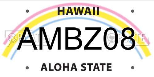 AMBZ08 Hawaii License Plate