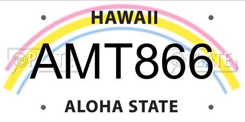 AMT866 Hawaii License Plate