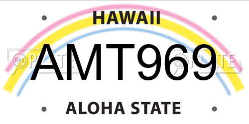 AMT969 Hawaii License Plate