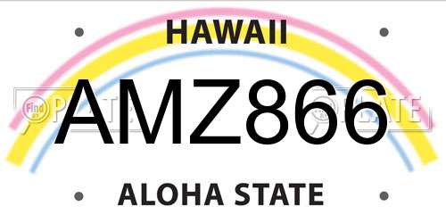 AMZ866 Hawaii License Plate