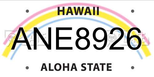 ANE8926 Hawaii License Plate