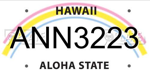 ANN3223 Hawaii License Plate