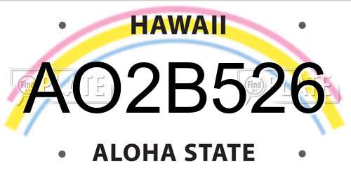 AO2B526 Hawaii License Plate