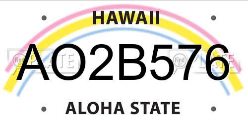 AO2B576 Hawaii License Plate