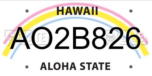 AO2B826 Hawaii License Plate