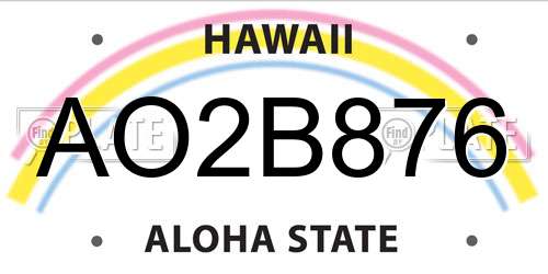 AO2B876 Hawaii License Plate