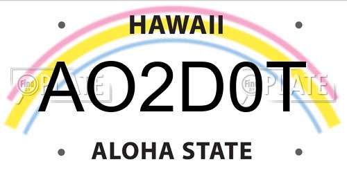 AO2D0T Hawaii License Plate