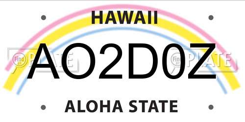 AO2D0Z Hawaii License Plate