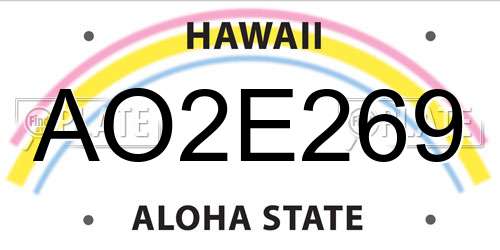 AO2E269 Hawaii License Plate
