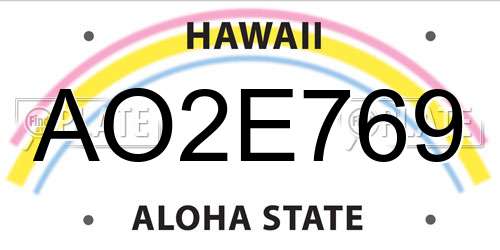 AO2E769 Hawaii License Plate