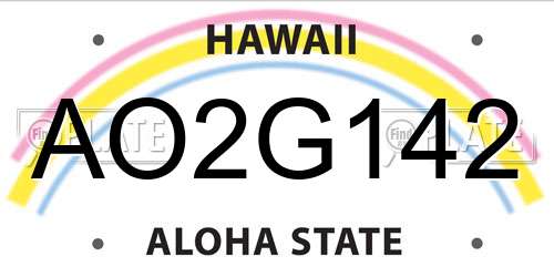 AO2G142 Hawaii License Plate