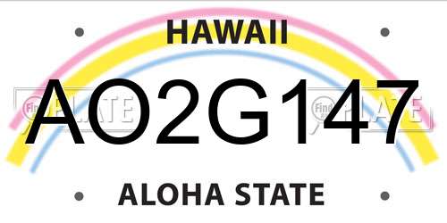 AO2G147 Hawaii License Plate