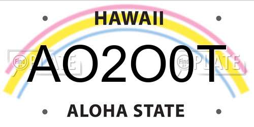 AO2O0T Hawaii License Plate