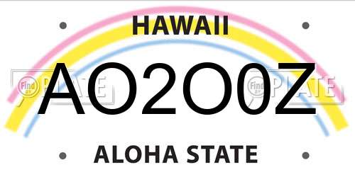 AO2O0Z Hawaii License Plate