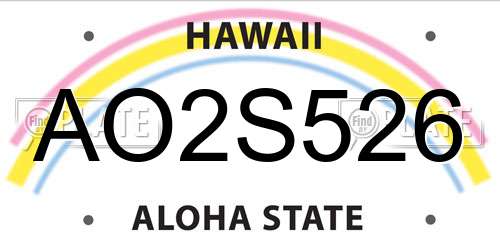 AO2S526 Hawaii License Plate