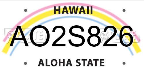 AO2S826 Hawaii License Plate