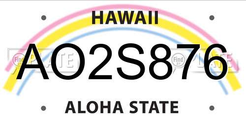 AO2S876 Hawaii License Plate