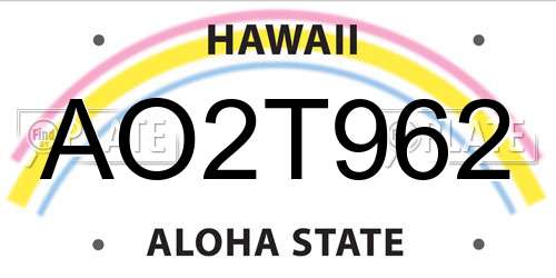 AO2T962 Hawaii License Plate