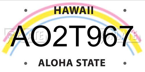 AO2T967 Hawaii License Plate