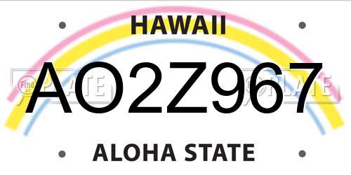 AO2Z967 Hawaii License Plate