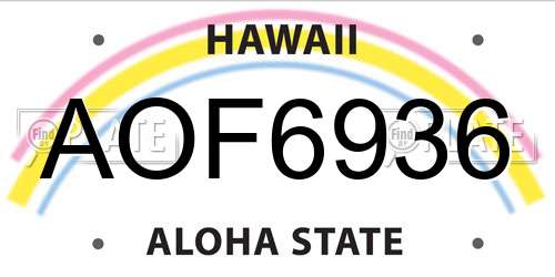 AOF6936 Hawaii License Plate