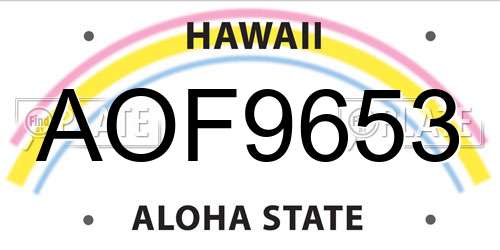 AOF9653 Hawaii License Plate