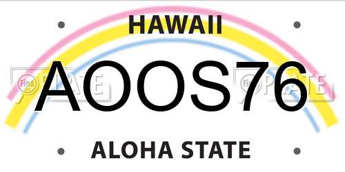 AOOS76 Hawaii License Plate