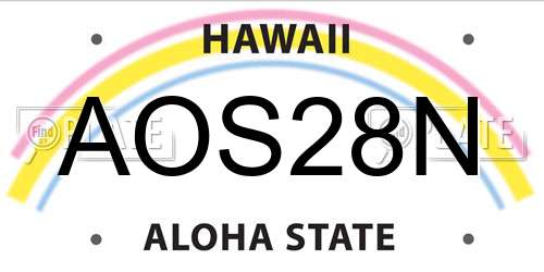AOS28N Hawaii License Plate