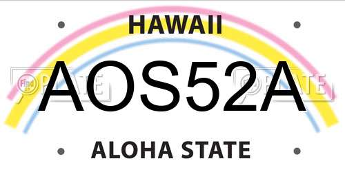 AOS52A Hawaii License Plate