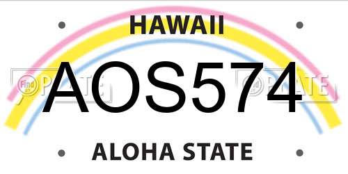 AOS574 Hawaii License Plate