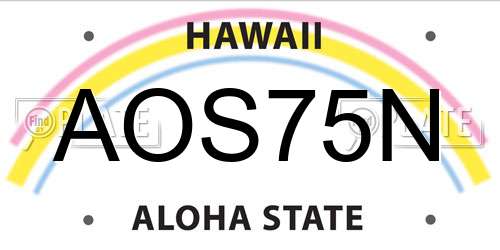 AOS75N Hawaii License Plate