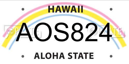 AOS824 Hawaii License Plate